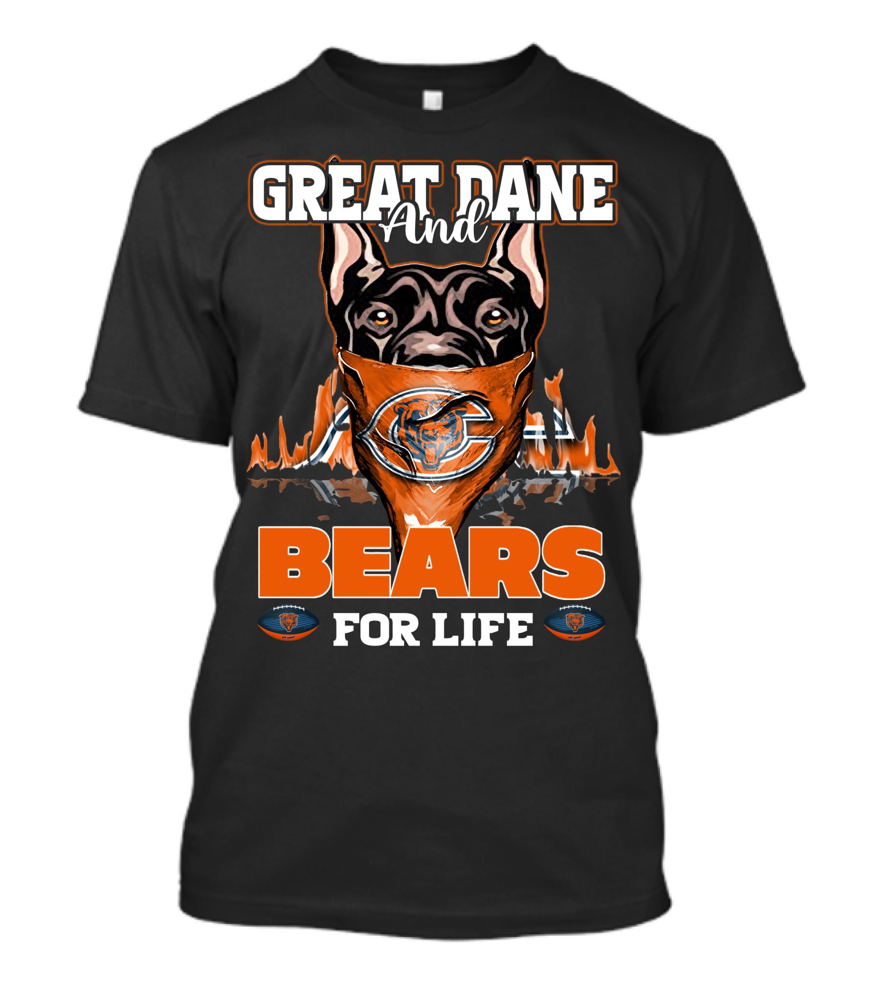 Great Dane And Bears For Life Chicago Bears T-Shirt