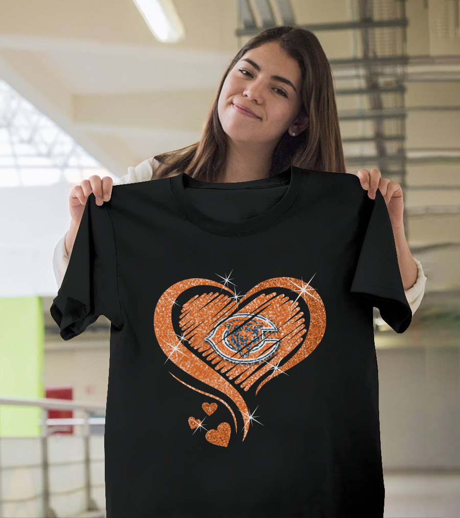 Heart Diamond Chicago Bears Sparkle T-Shirt