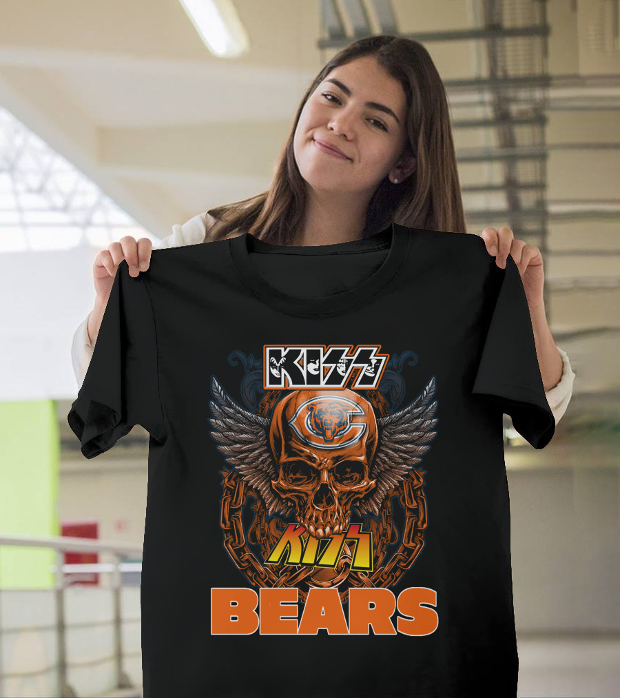 KISS CHICAGO BEARS Skull Wings T-Shirt
