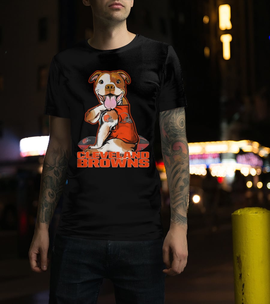 Cleveland Browns Pitbull Fan Football T-Shirt