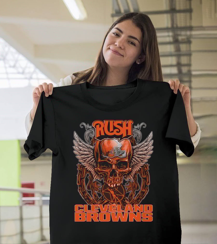 Rush Cleveland Browns Skull Wings T-Shirt
