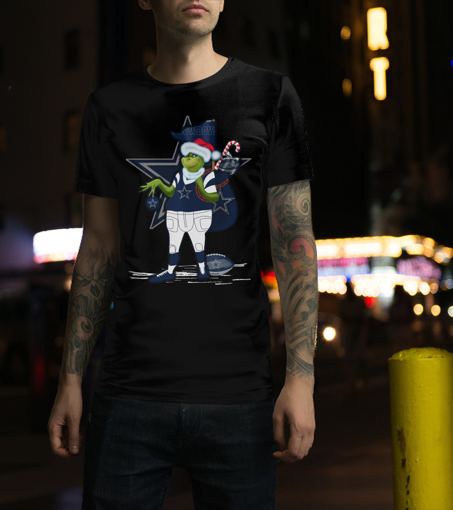 Grinchxmas V1 Dallas Cowboys Star Holiday Football Cheer T-Shirt