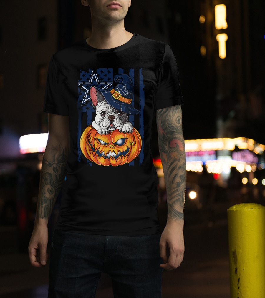 Hlw Bulldog Dallas Cowboys Halloween Pumpkin T-Shirt