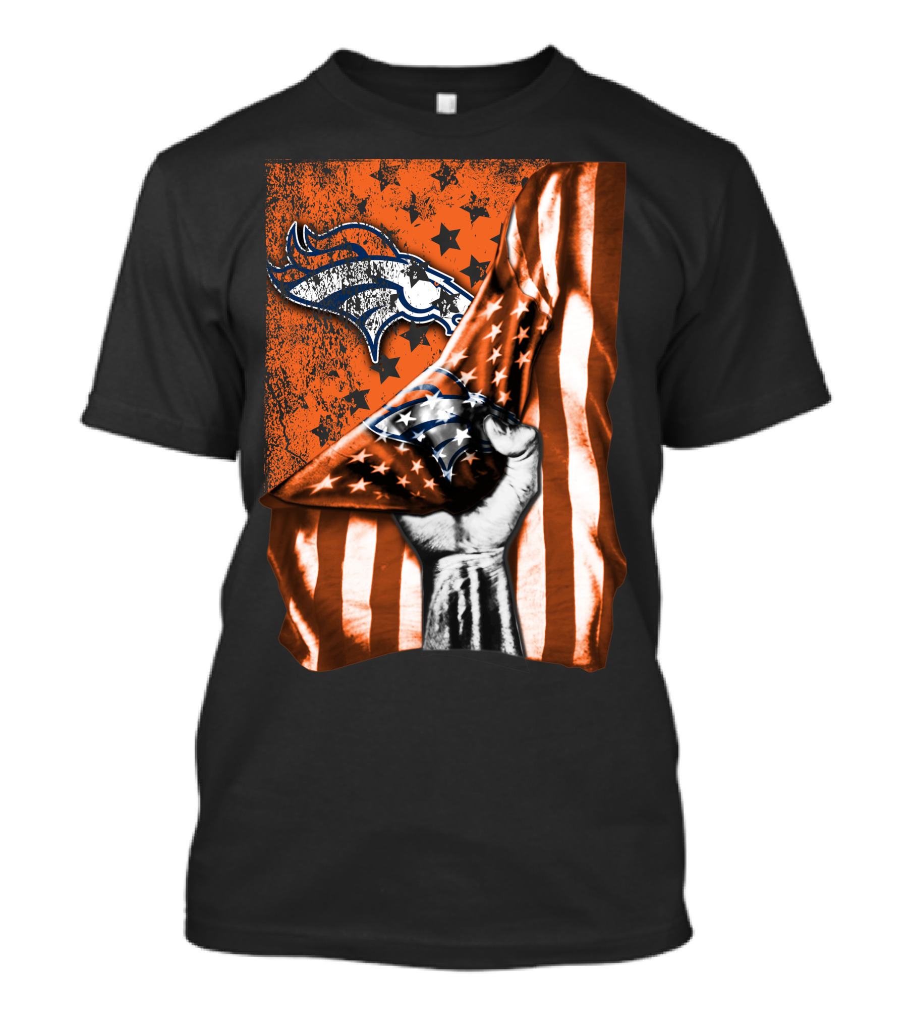 Flag Denver Broncos Stars And Stripes Fist T-Shirt
