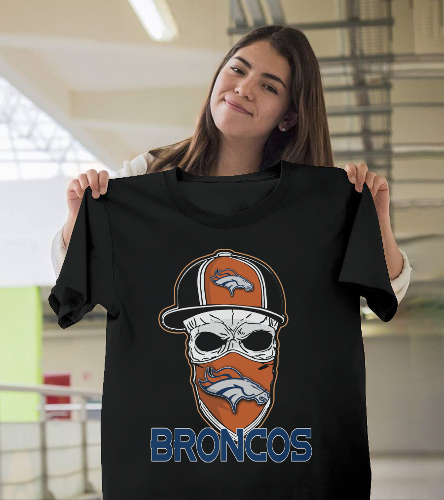 Broncos Skull Cap And Bandana With Denver Broncos T-Shirt