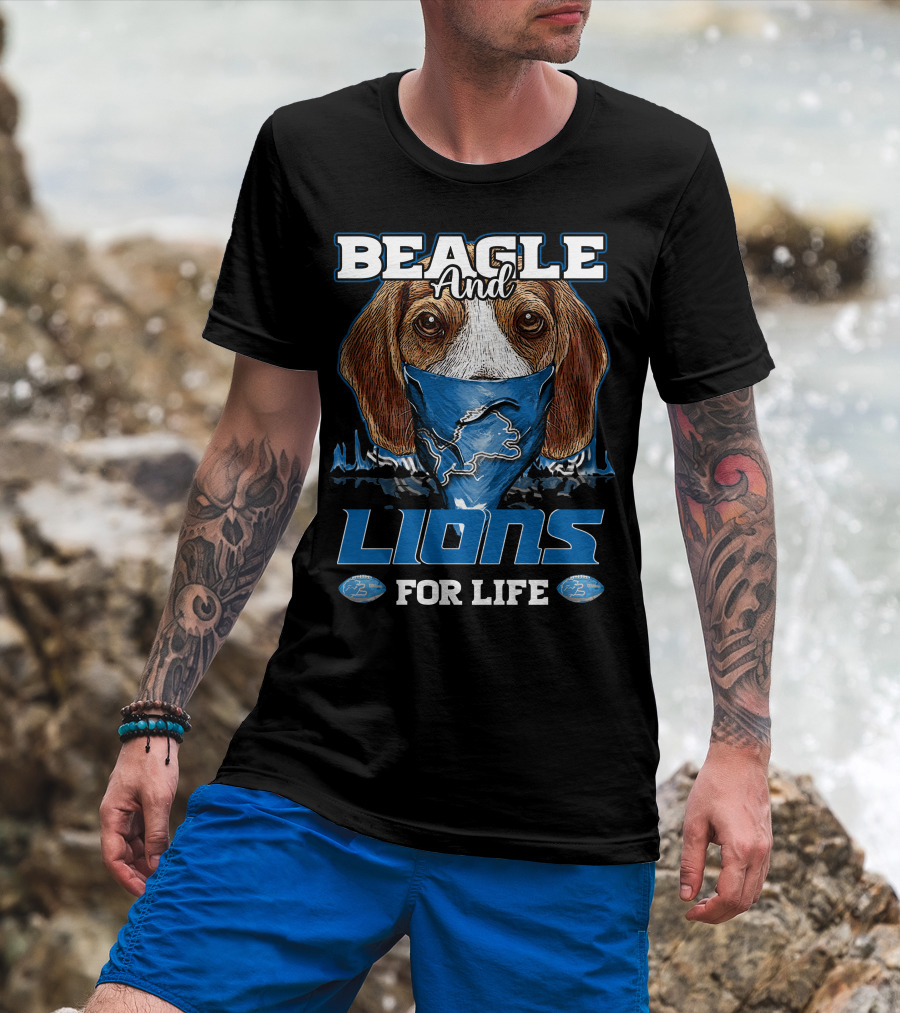 Beagle And Lions For Life Detroit T-Shirt