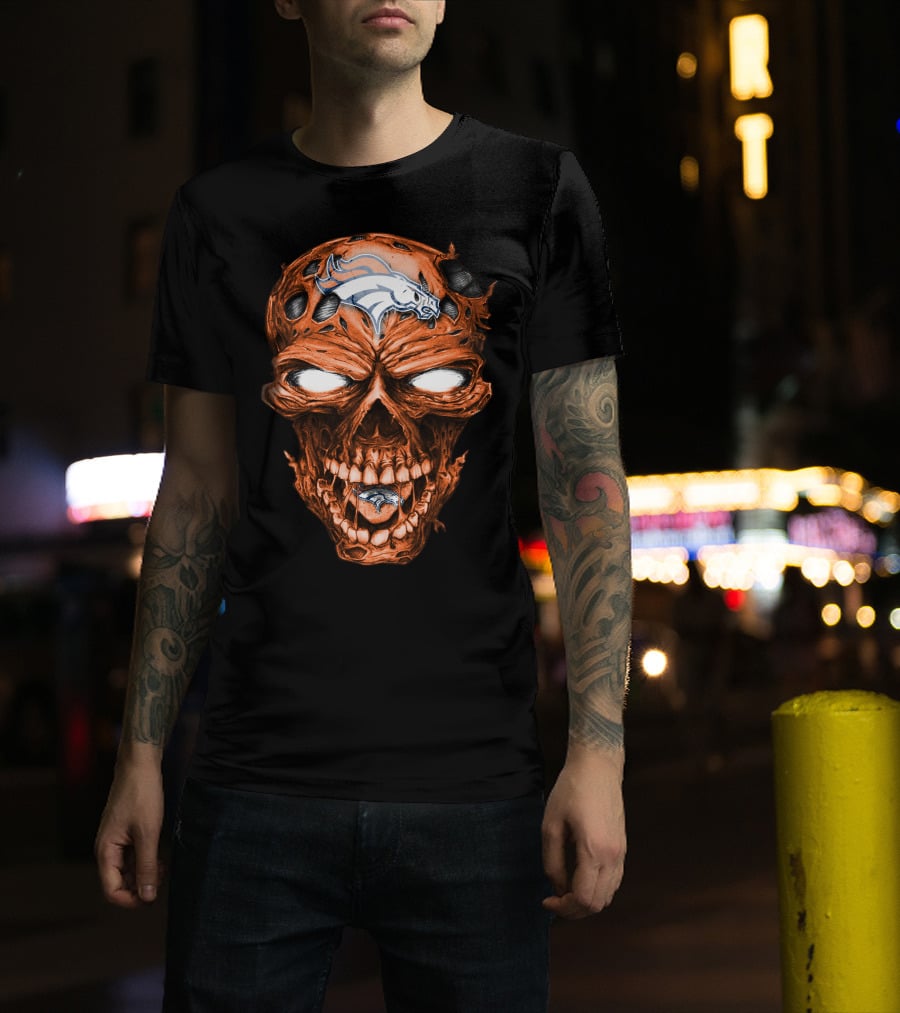 Skull Denver Broncos NFL Logo Horror T-Shirt