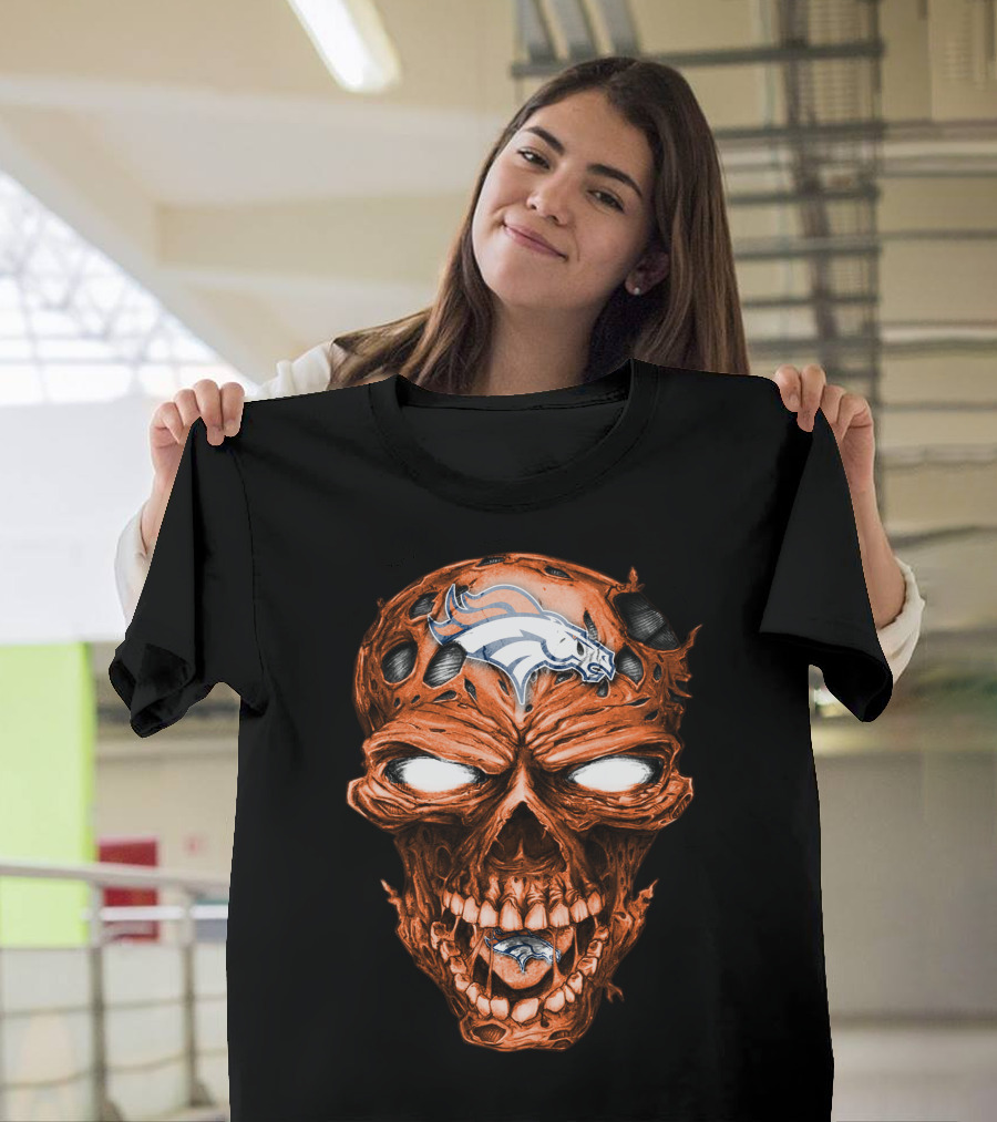 Skull Denver Broncos NFL Logo Horror T-Shirt