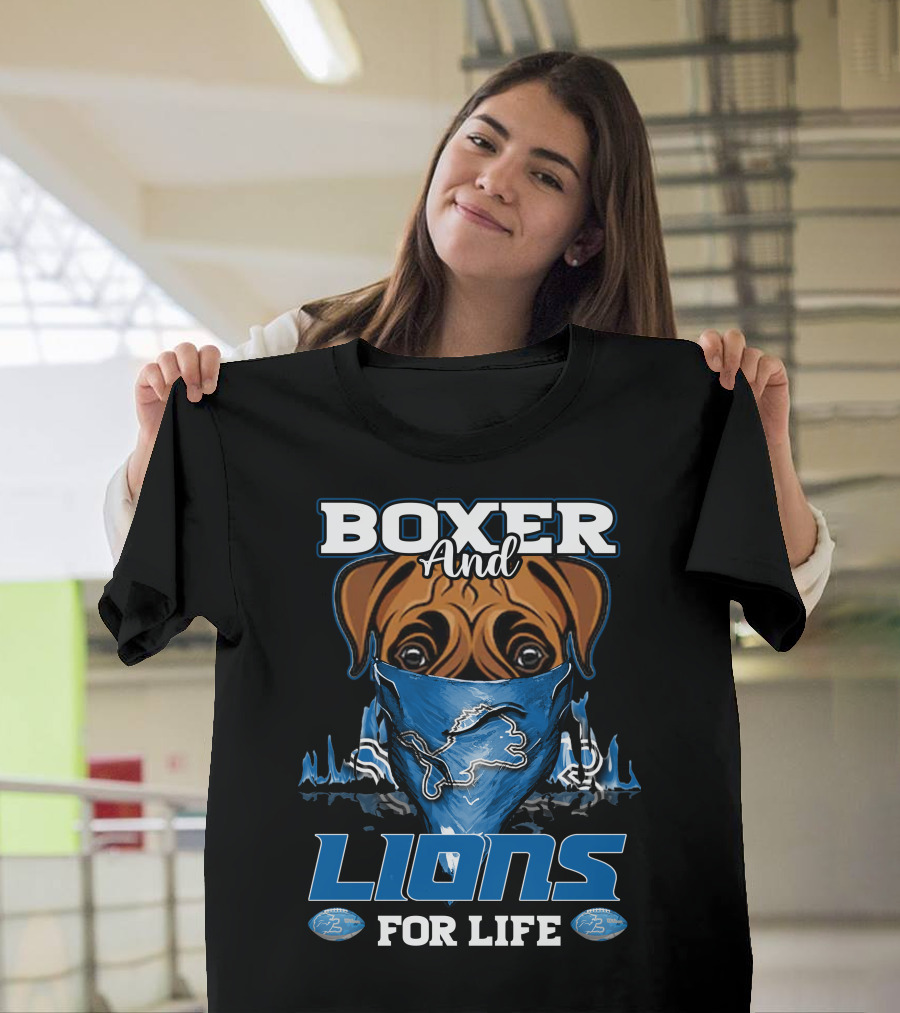 Boxer And Lions For Life DETROIT LIONS T-Shirt