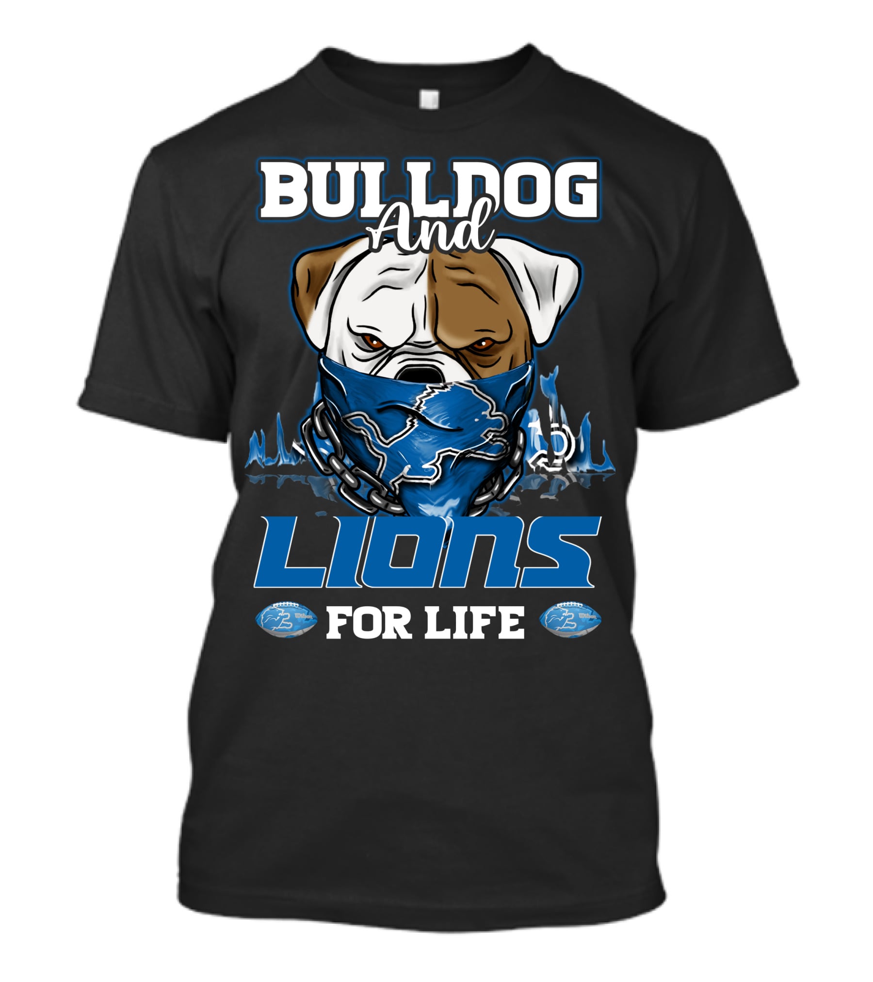 Bulldog And Lions For Life Detroit T-Shirt