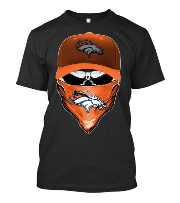 Denver Broncos Skull Cap And Bandana NFL Fan Gear T-Shirt