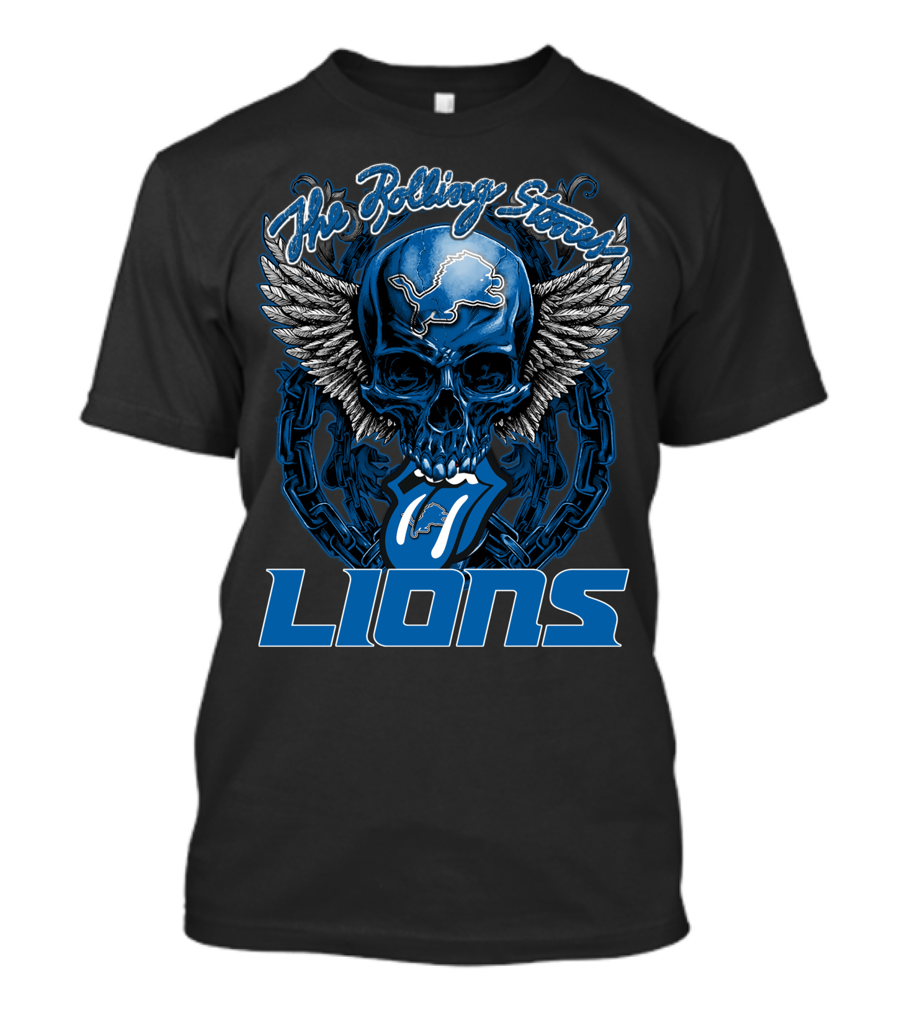 The Rolling Stones Detroit Lions Skull With Wings And Tongue T-Shirt
