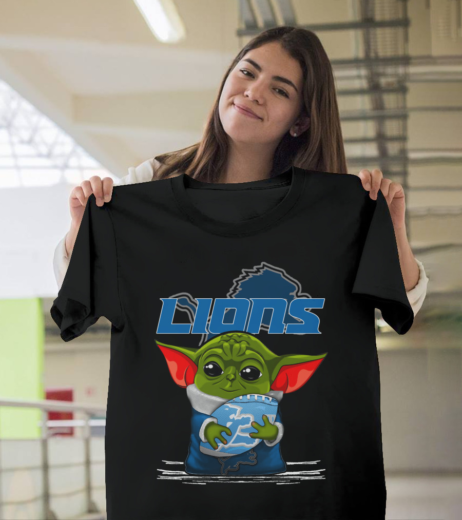 LIONS Yoda Football Fan Art DETROIT Football Team T-Shirt