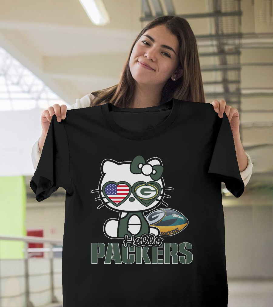 Hello Kitty Green Bay Packers USA Football Fan T-Shirt