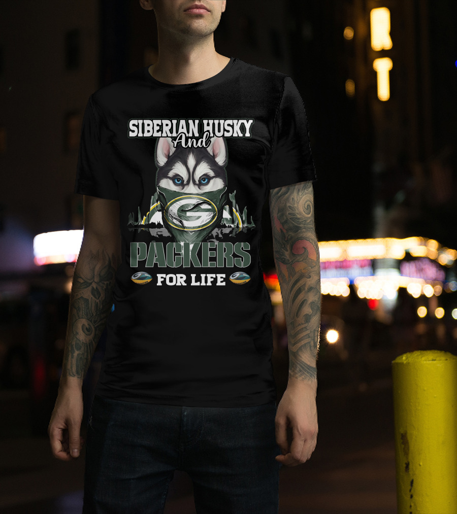 Siberian Husky And Packers For Life T-Shirt