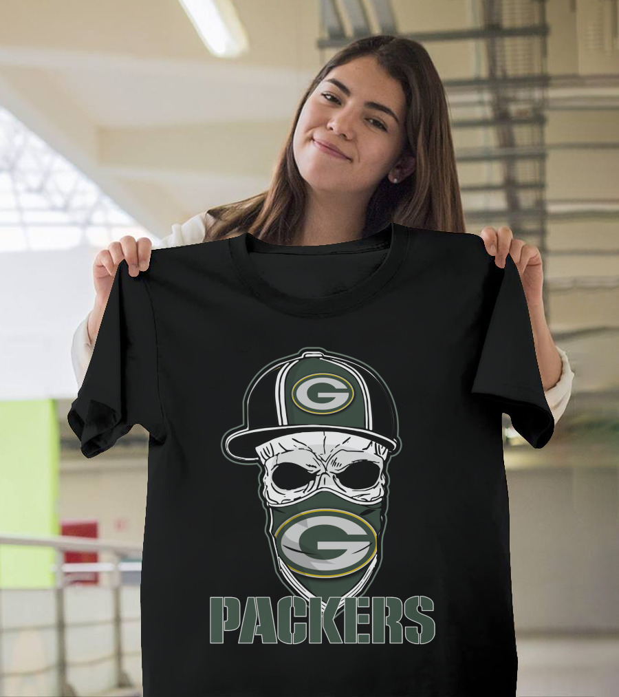 Skull Hat Green Bay Packers G Mask Packers T-Shirt