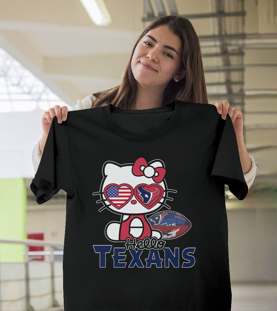 Hello Kitty Houston Texans NFL Heart Eyes Football Fan T-Shirt