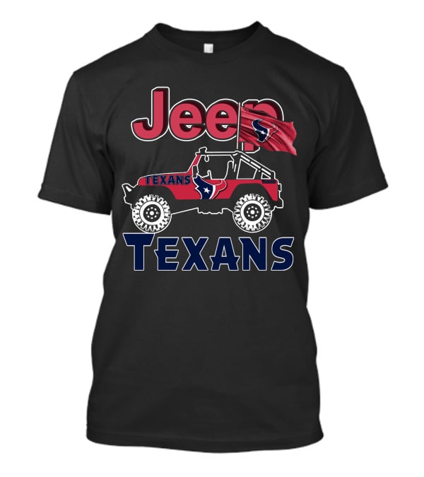 Jeep Houston Texans Logo With Flag And Off-Road T-Shirt