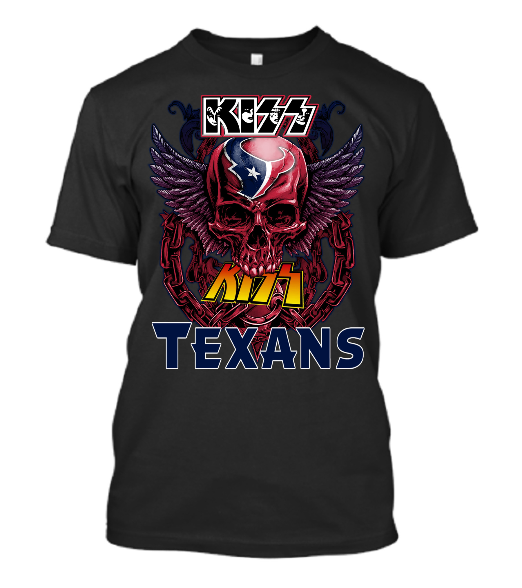 KISS Texans Skull With Wings And Chains T-Shirt