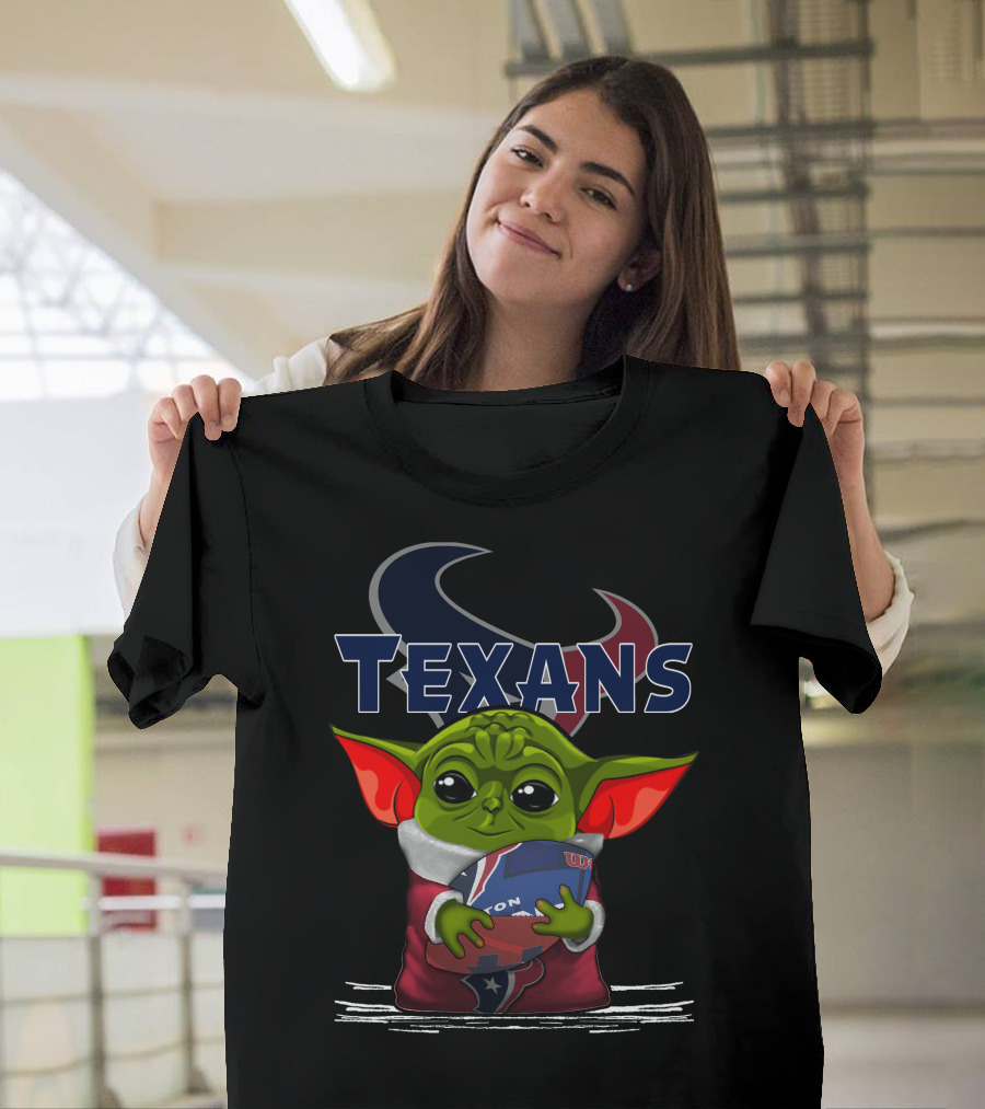 Houston Texans Yoda Holding Football T-Shirt