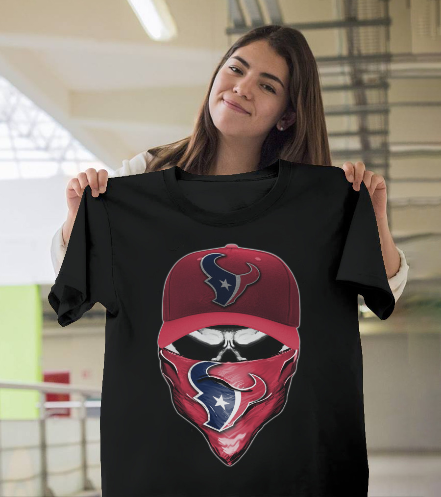Houston Texans Skull Face Cap Bandana T-Shirt