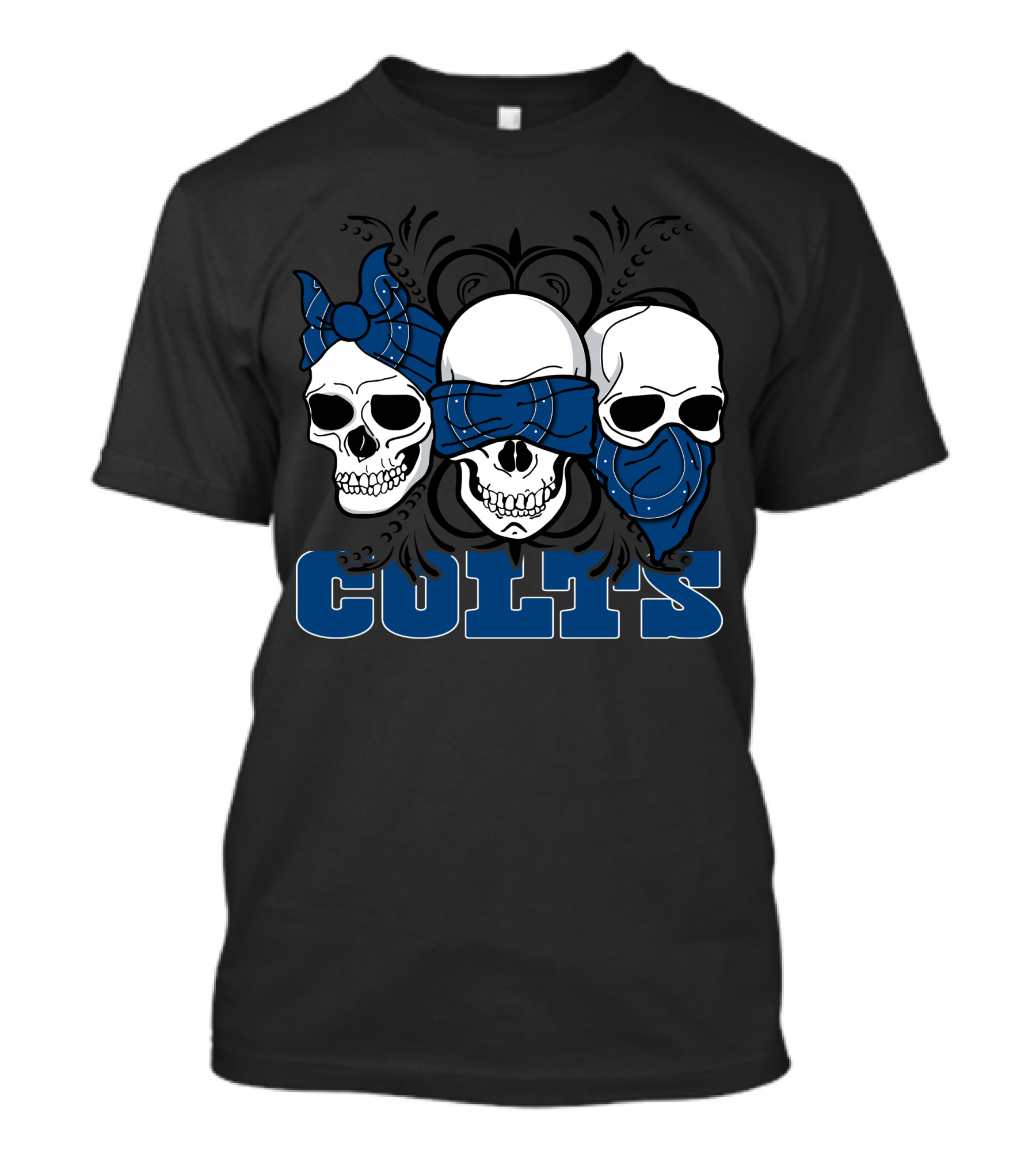 3 Skull Blue Bandana Colts T-Shirt