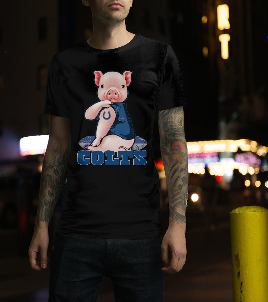 Pig With Indianapolis Colts Logo And Jersey T-Shirt