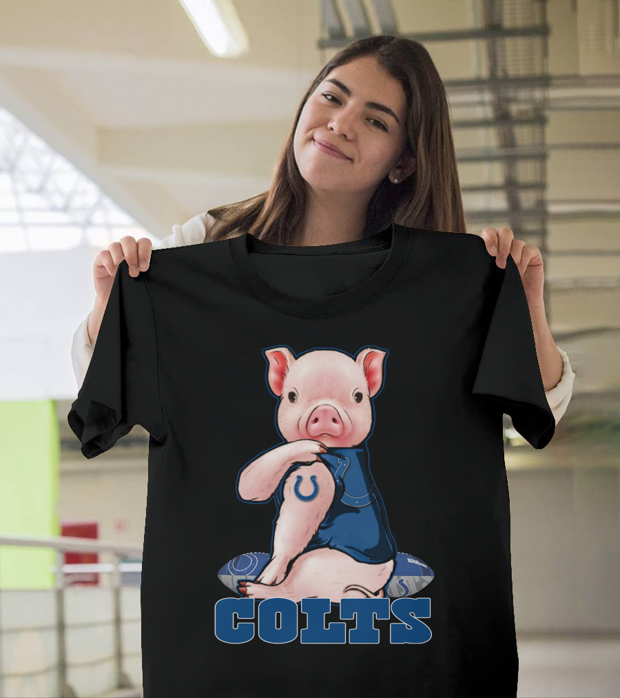 Pig With Indianapolis Colts Logo And Jersey T-Shirt