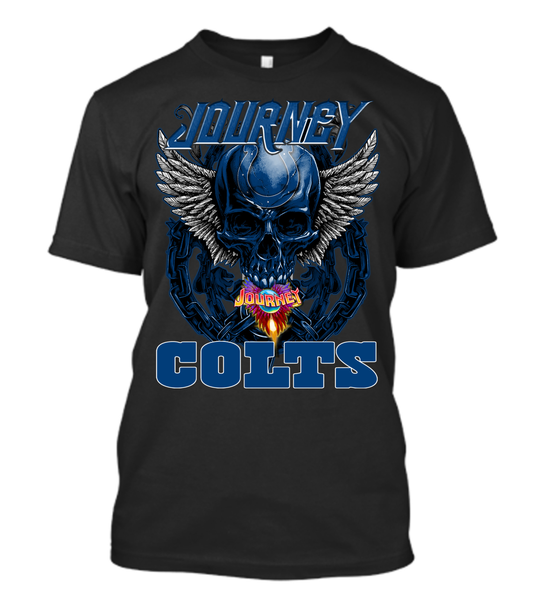 Journey Colts Skull Wings Chain Flame T-Shirt