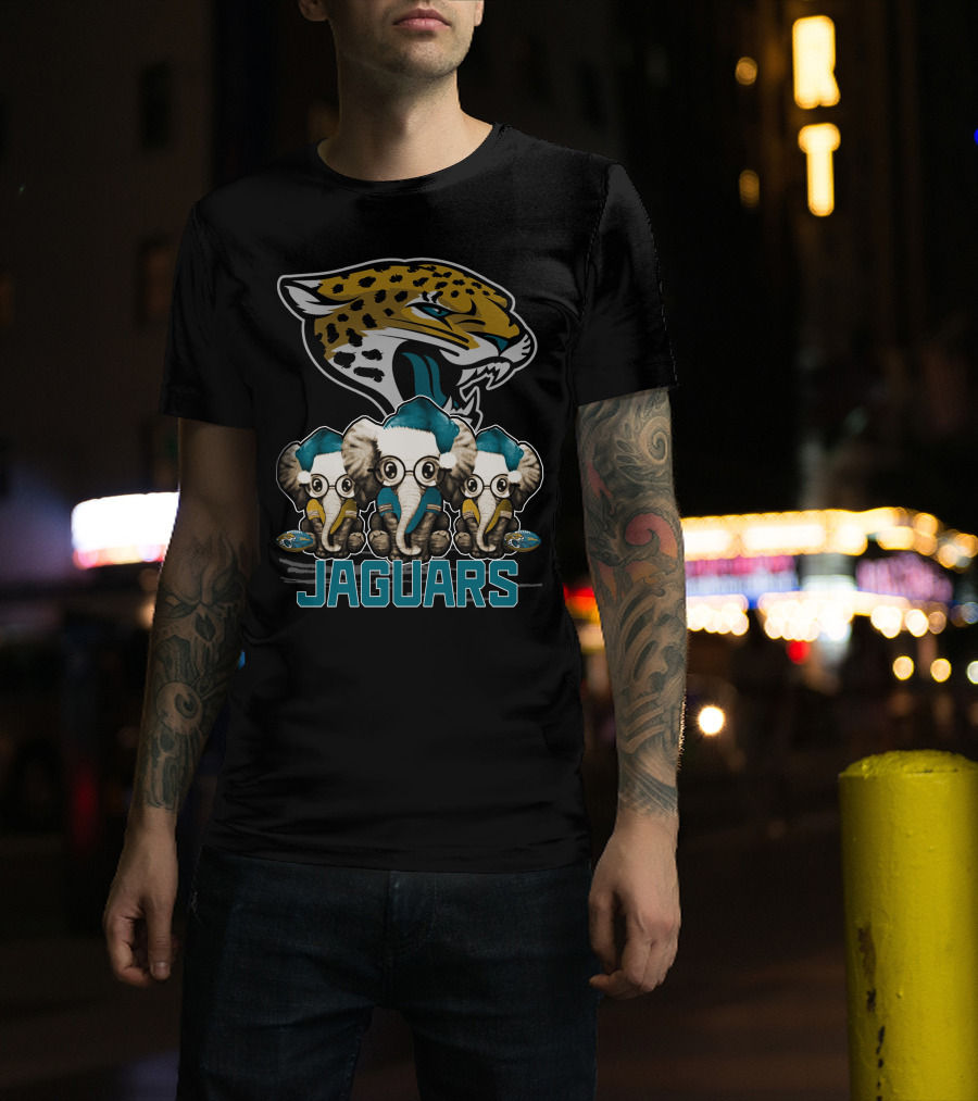 Jaguars Elephant Trio Xmas Jacksonville Jaguars T-Shirt