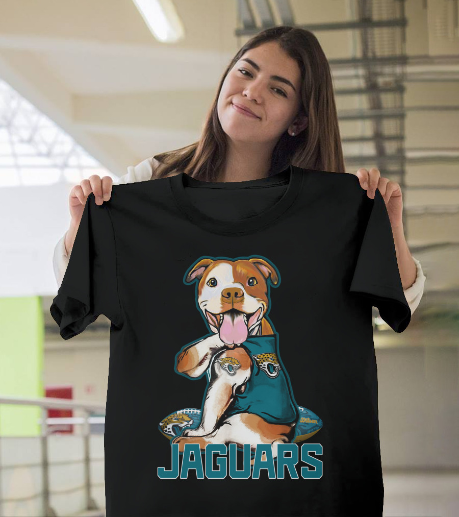 Jaguars Pitbull Mascot With Jacksonville Football T-Shirt