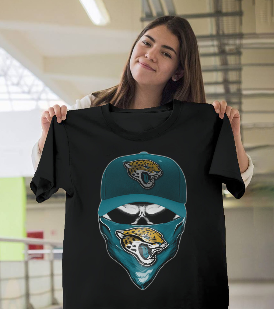Skull With Jacksonville Jaguars Logo And Bandana T-Shirt