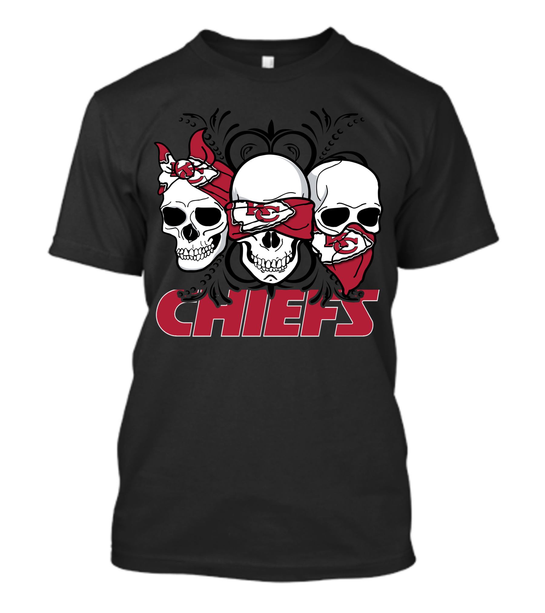 3 Skull Chiefs Kansas City Chiefs T-Shirt