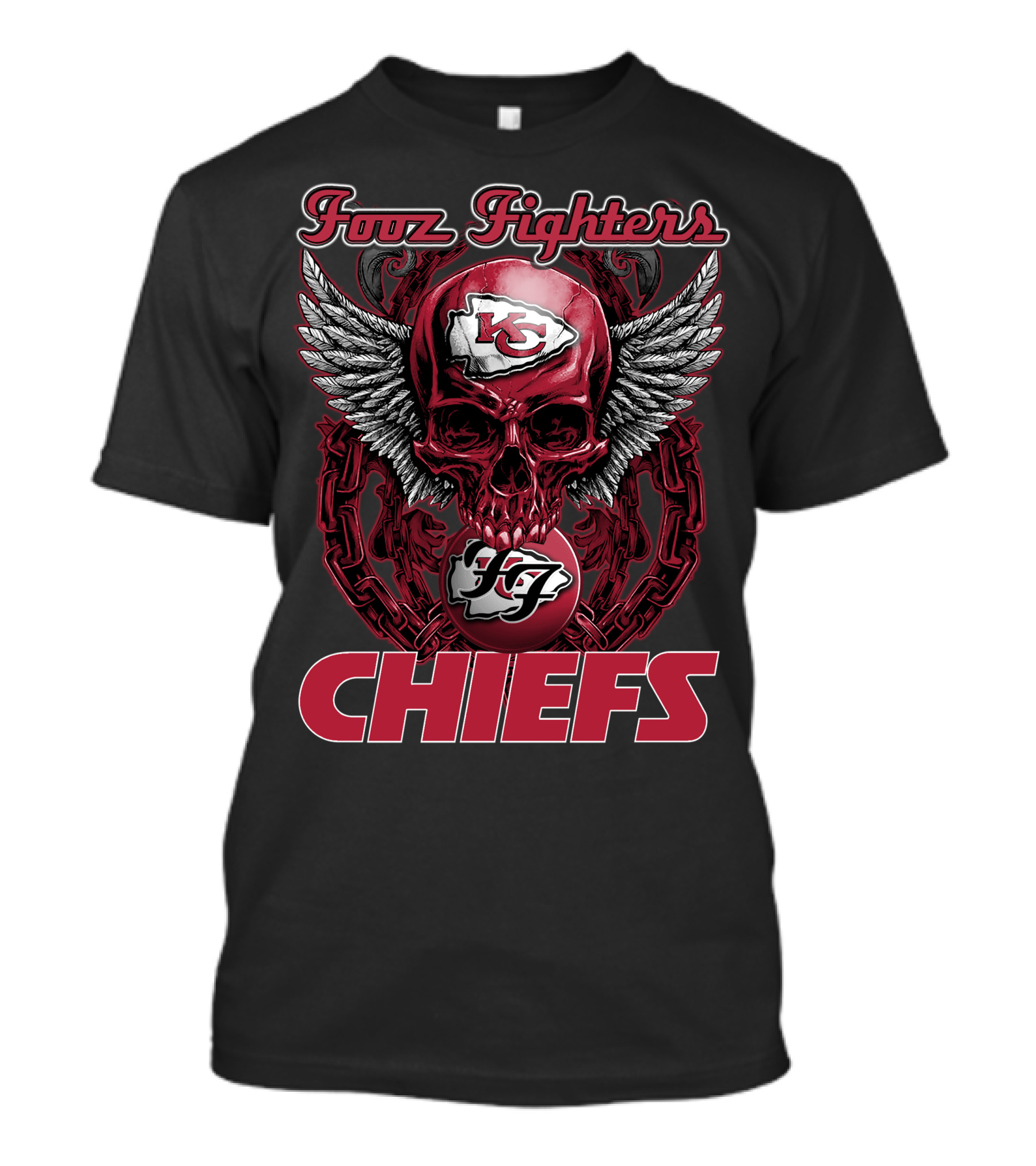 Foo Fighters Kansas City Chiefs Skull Wings T-Shirt