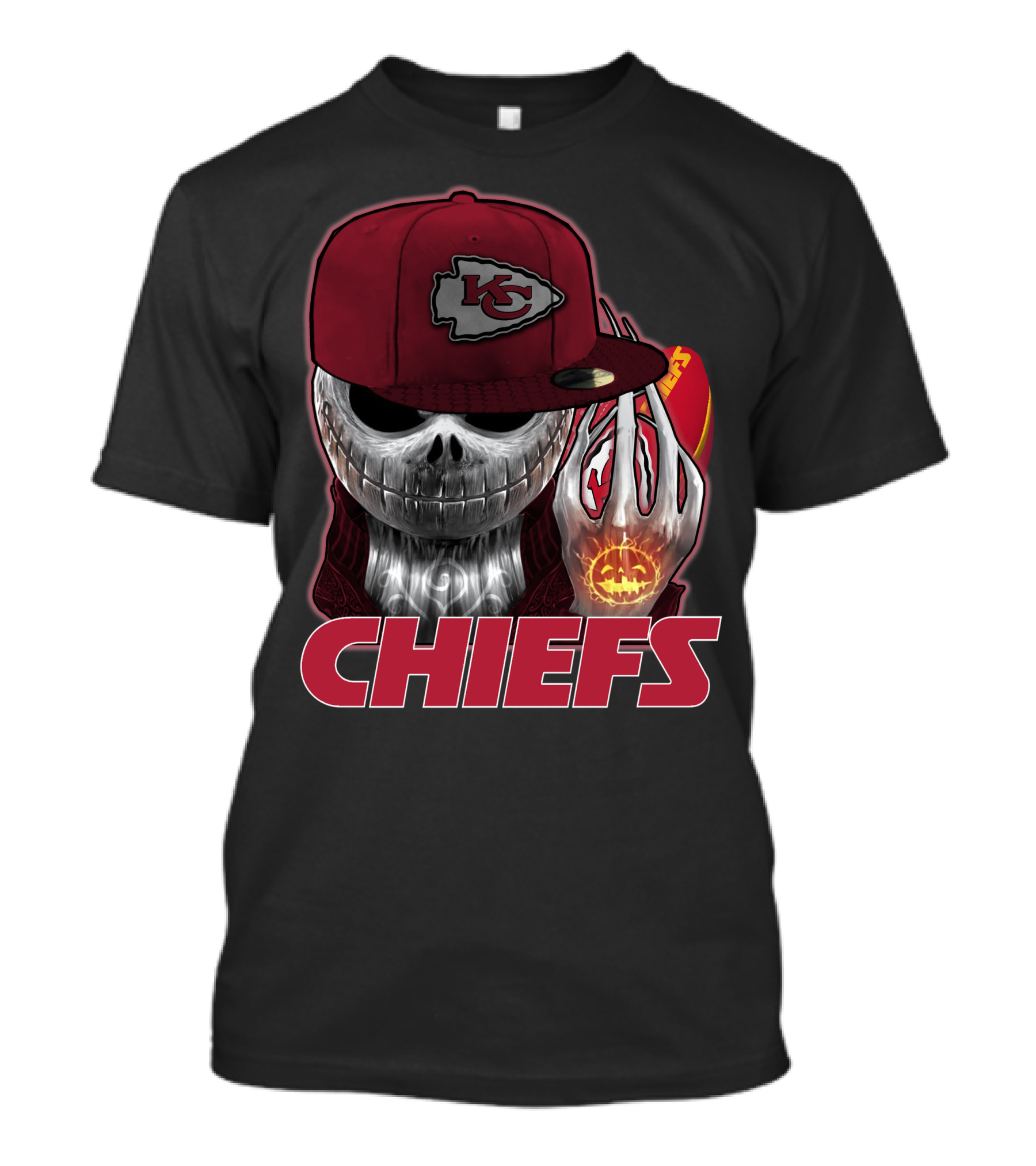 Jackskull Kansas City Chiefs Halloween Skull Chiefs T-Shirt