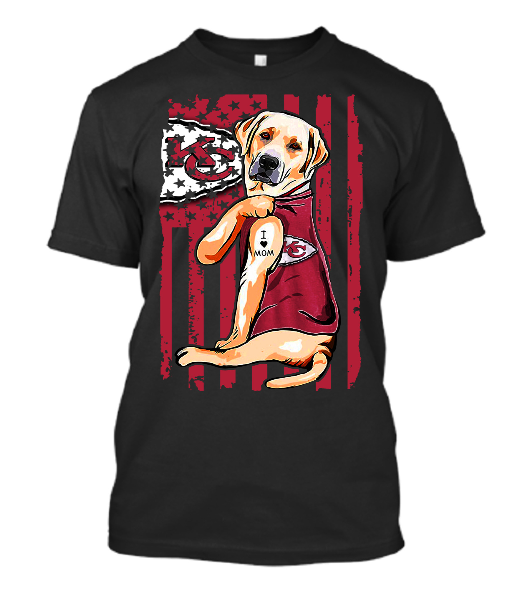 Labrador Retriever I Love Mom Kansas City Chiefs Fan T-Shirt