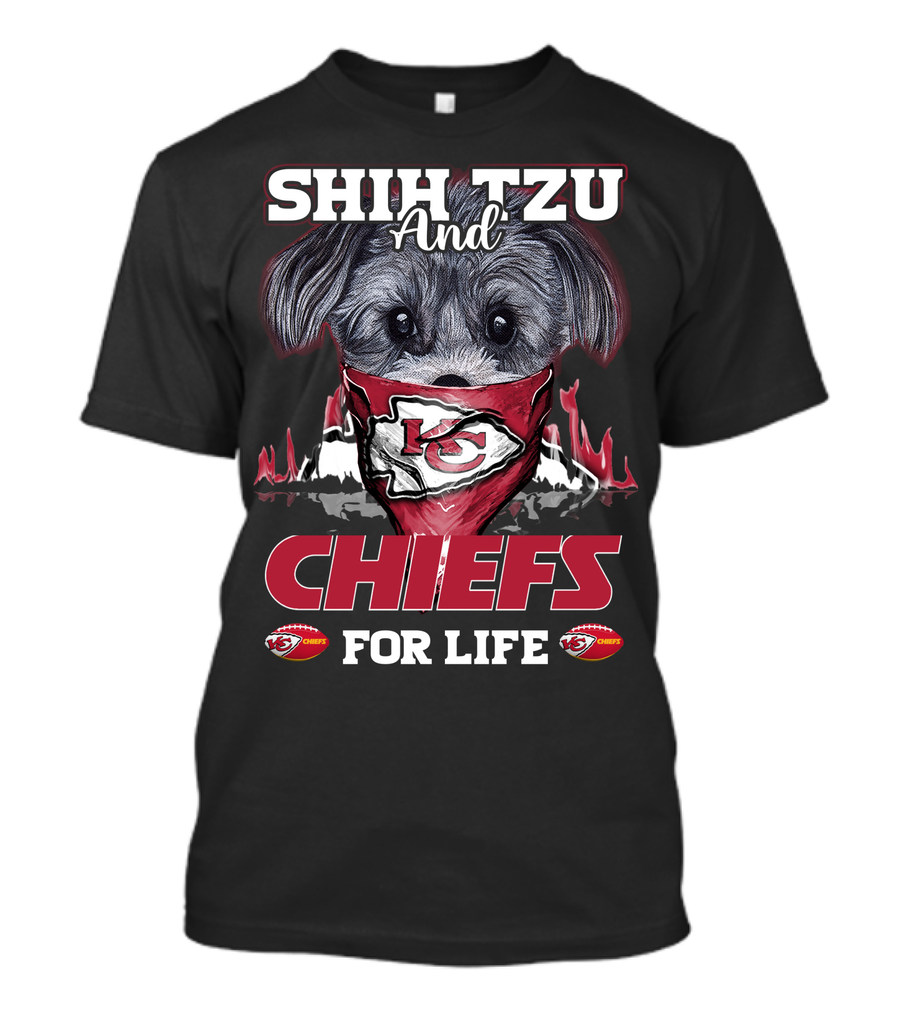 Shih Tzu And Chiefs For Life Kansas City Chiefs T-Shirt