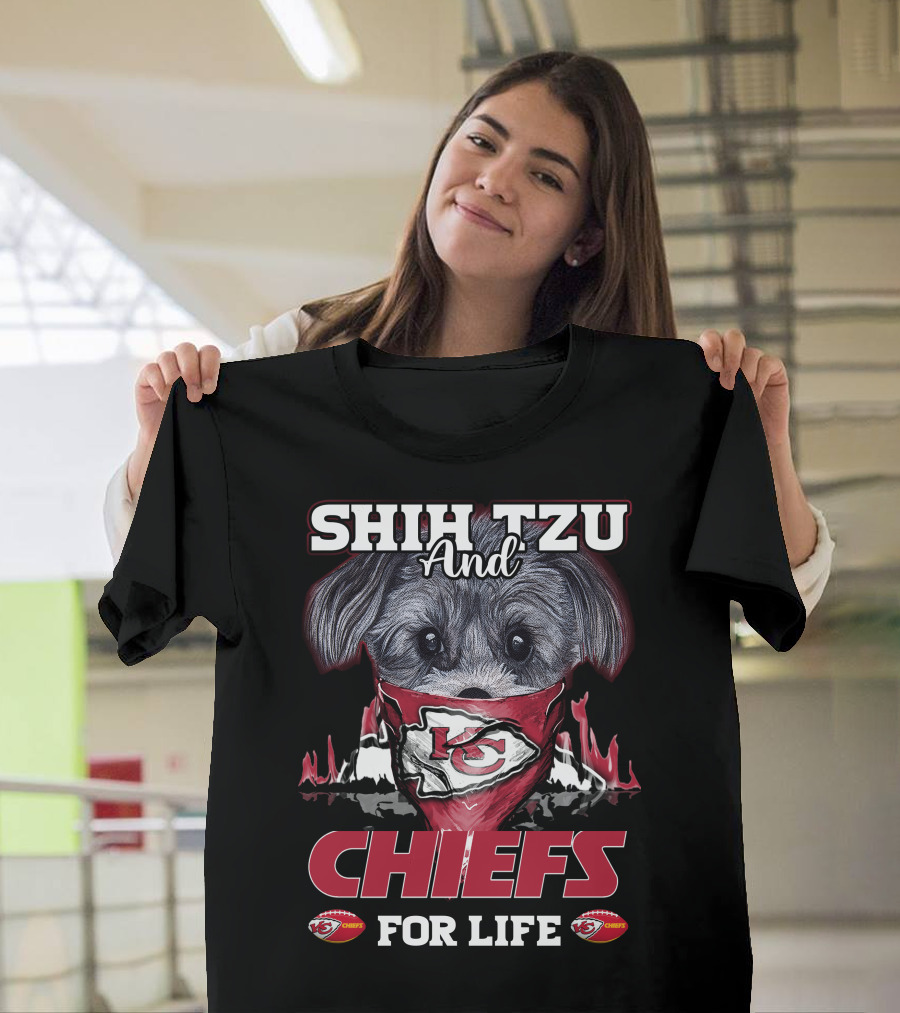 Shih Tzu And Chiefs For Life Kansas City Chiefs T-Shirt