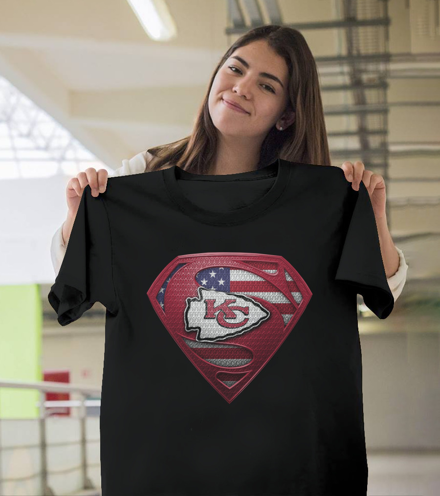 Kansas City Chiefs American Flag Superman T-Shirt