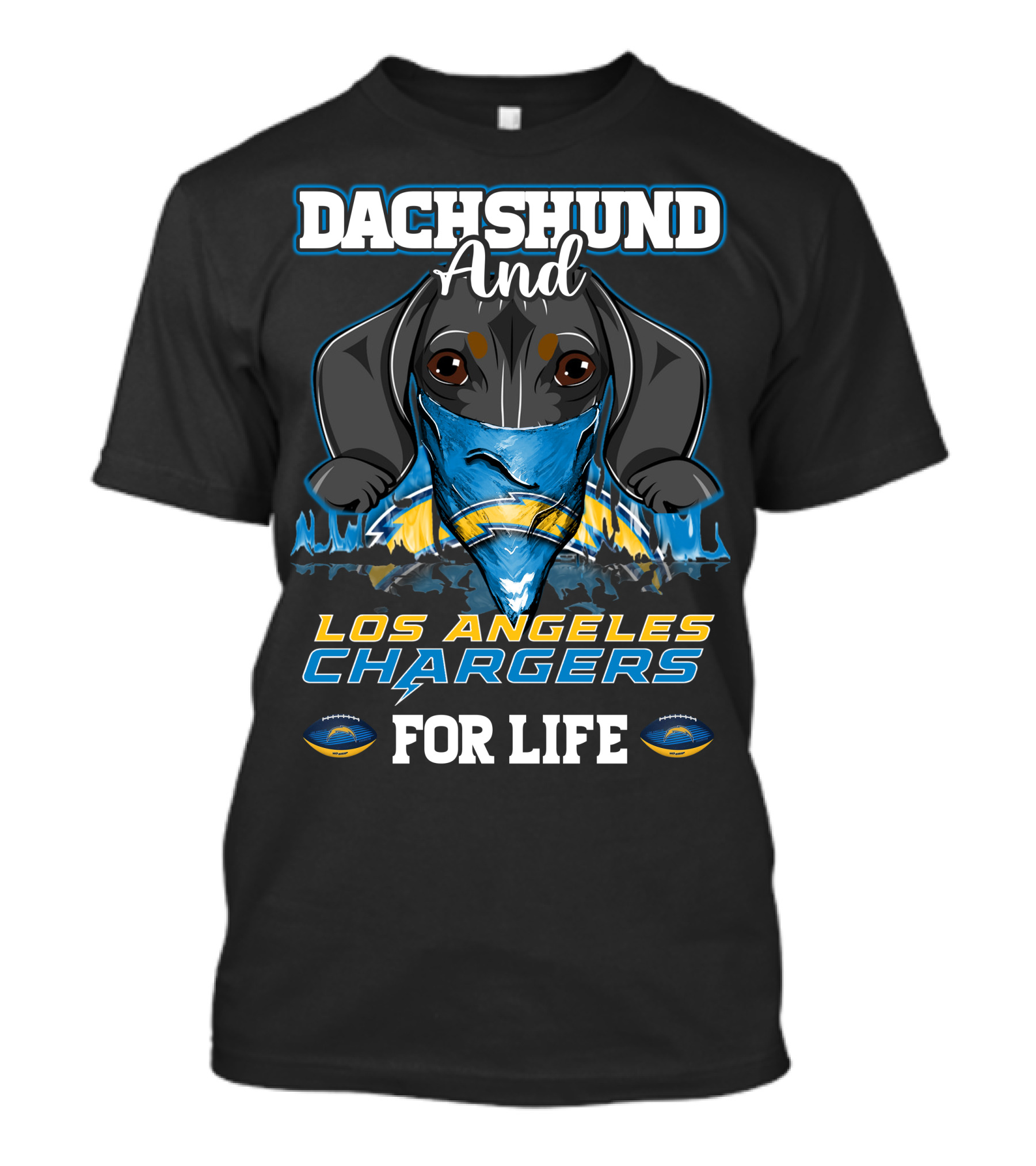 Dachshund And Los Angeles Chargers For Life T-Shirt