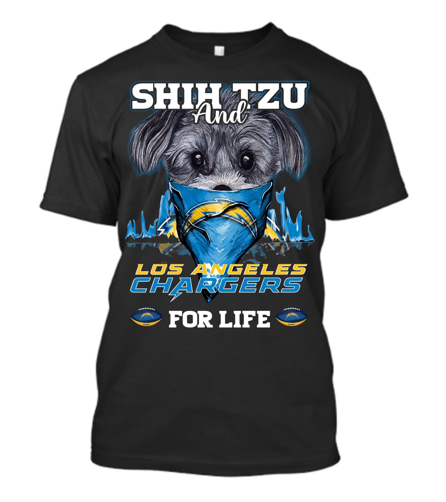 Shih Tzu And Los Angeles Chargers For Life T-Shirt