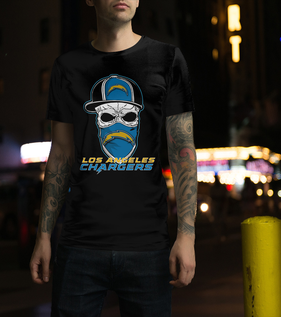 Los Angeles Chargers Skull With Hat T-Shirt