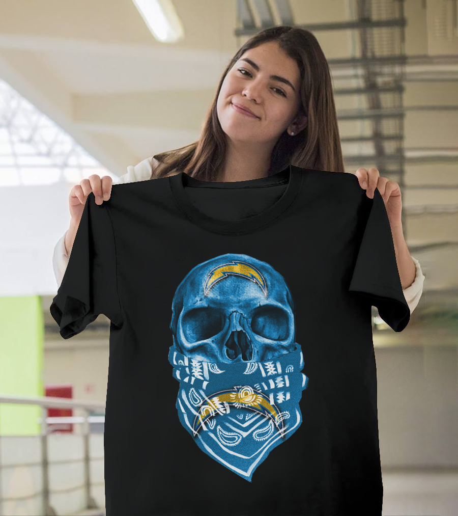 Skull Bandana Los Angeles Chargers T-Shirt