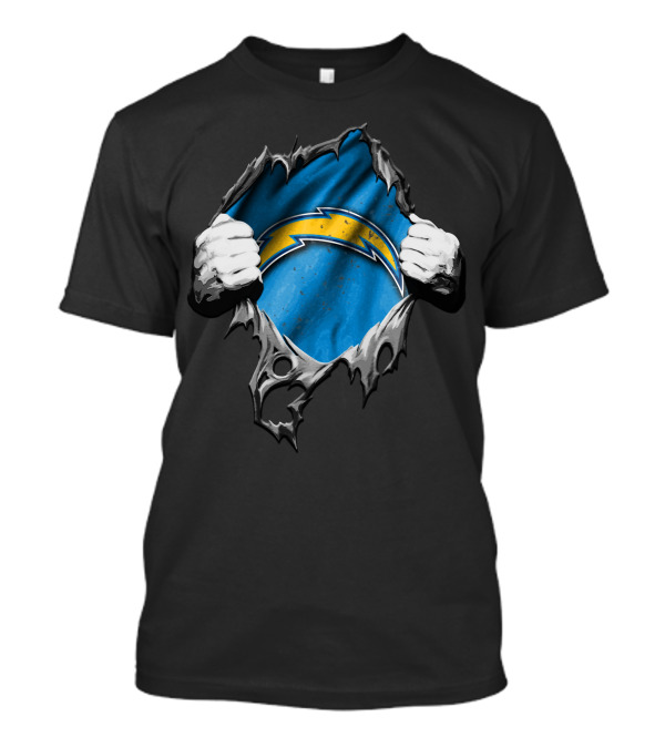 Ripped Los Angeles Chargers Lightning Bolt Logo کШz T-Shirt