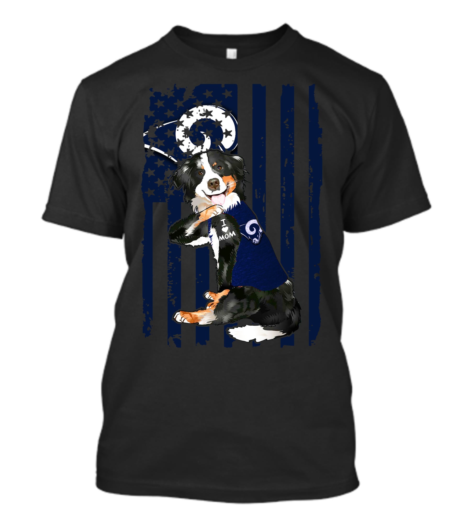 Border Collie I Love Mom Los Angeles Rams T-Shirt