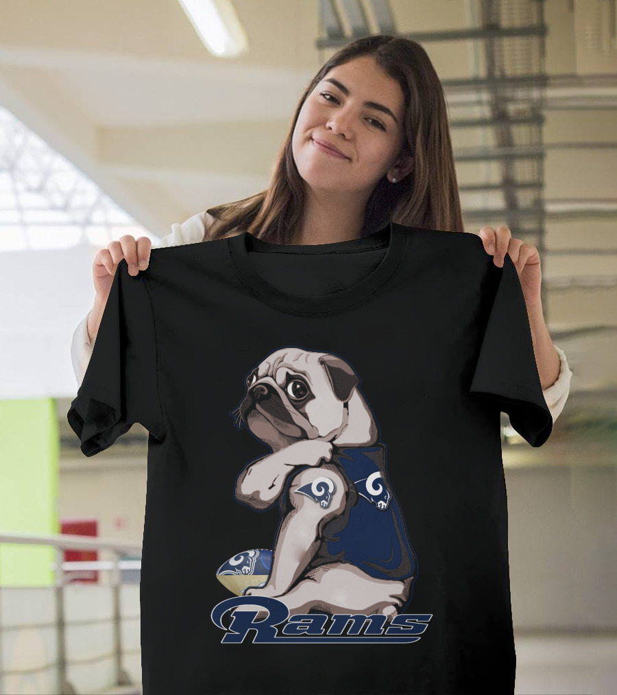 Pug Rams Football Team Fan T-Shirt