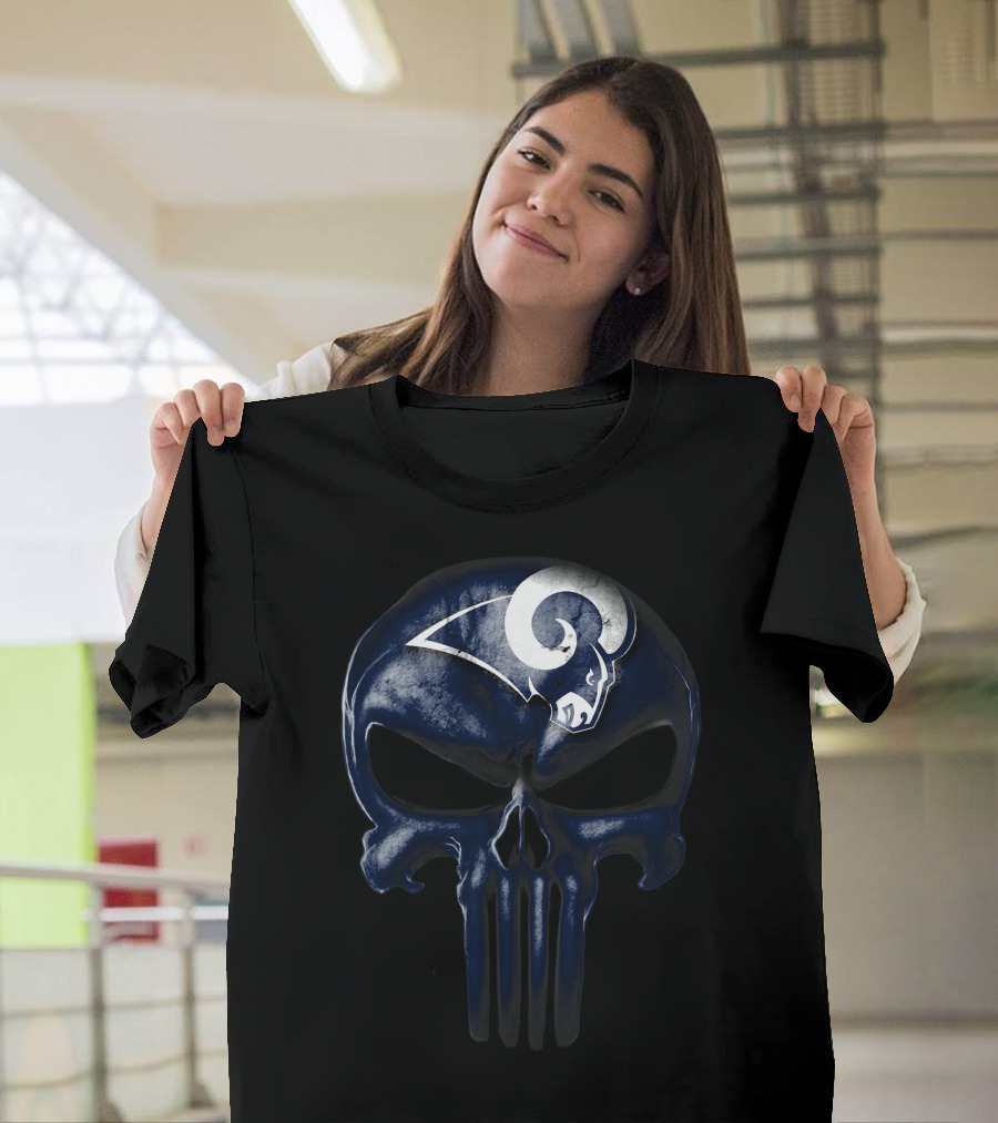 Skull Los Angeles Rams Logo Fusion T-Shirt