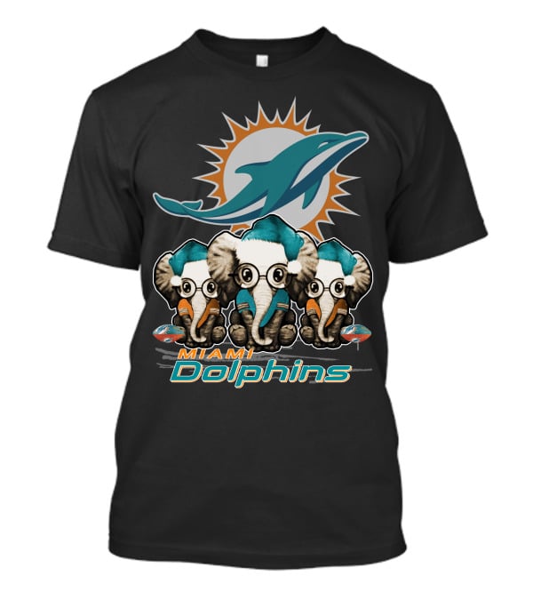Miami Dolphins Christmas Elephants T-Shirt
