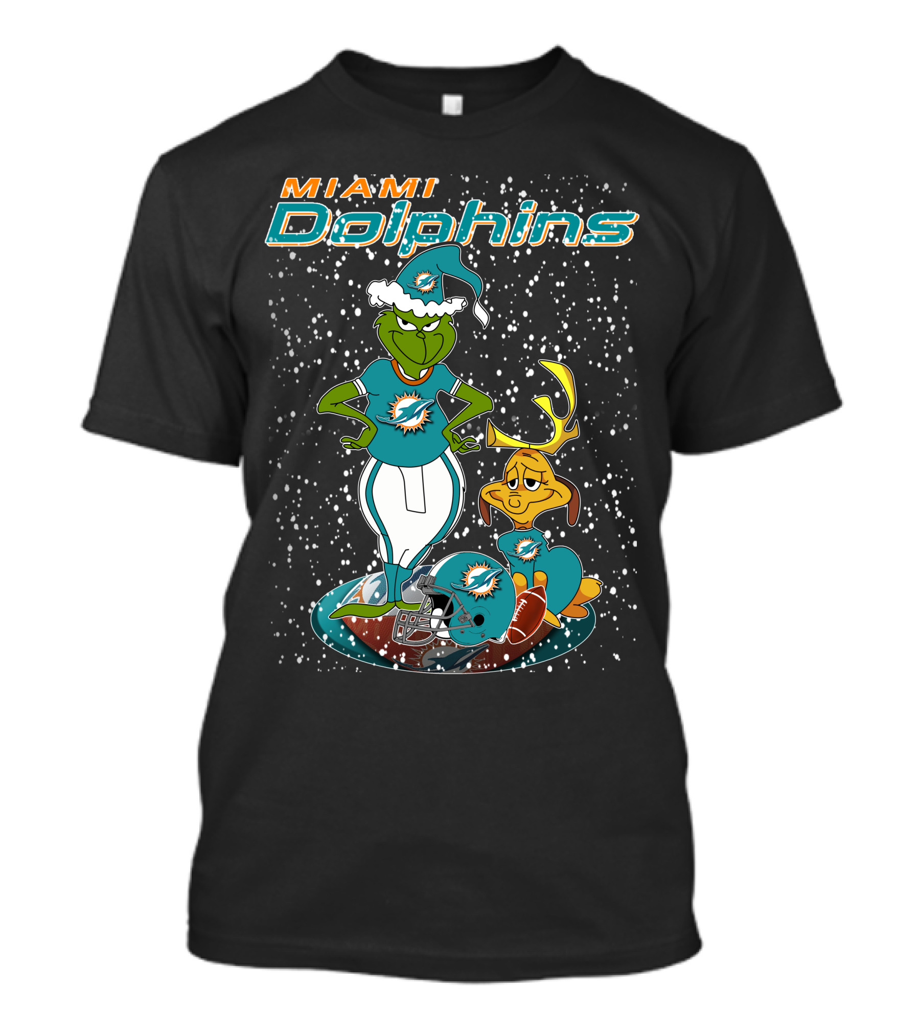 Grinchxmas Miami Dolphins Holiday Football T-Shirt