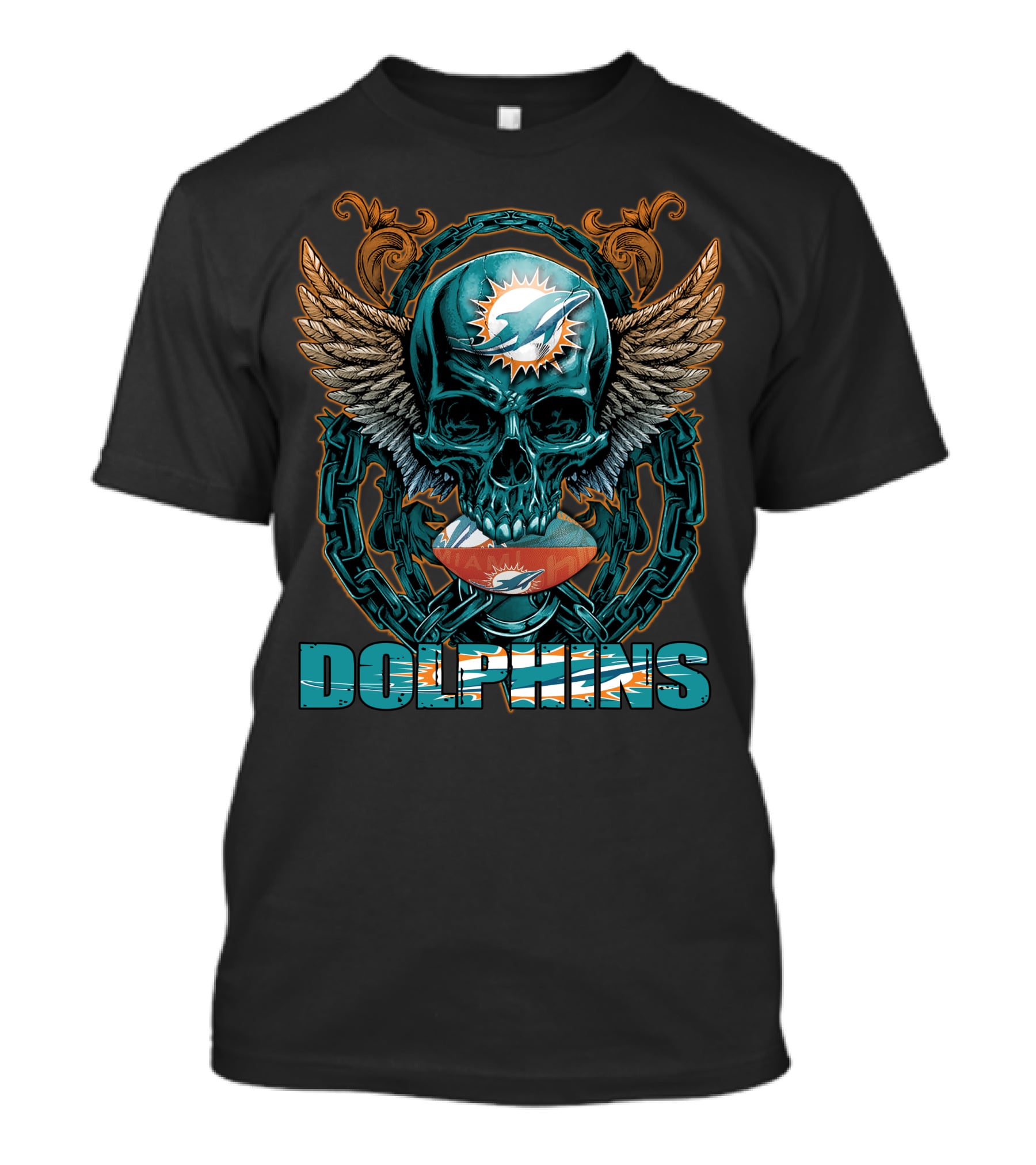 Dolphins Skullfb Miami Dolphins Winged Skull T-Shirt
